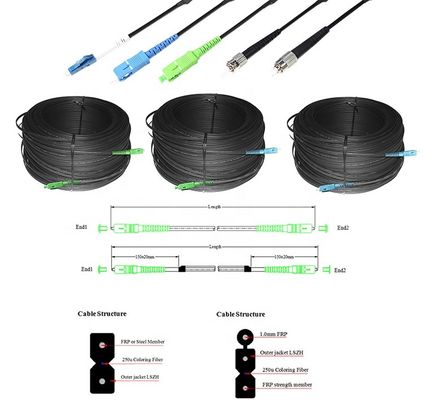 Υπαίθριο FTTH καλώδιο πτώσης αλτών, οπτικό σκοινί μπαλωμάτων ινών G657A