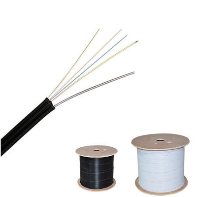 FTTH 12 καλώδιο GJYXCH οπτικών ινών πτώσης πυρήνων με το μαύρο χρώμα χαλύβδινων συρμάτων